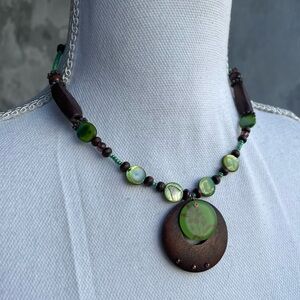 Vintage y2k Brown and Green Boho Fairy Necklace